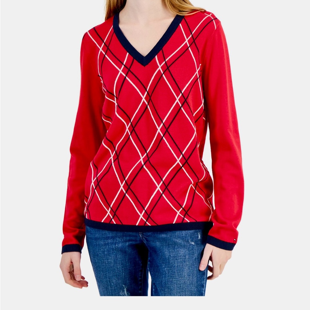 Tommy Hilfiger Argyle V-Neck Sweater